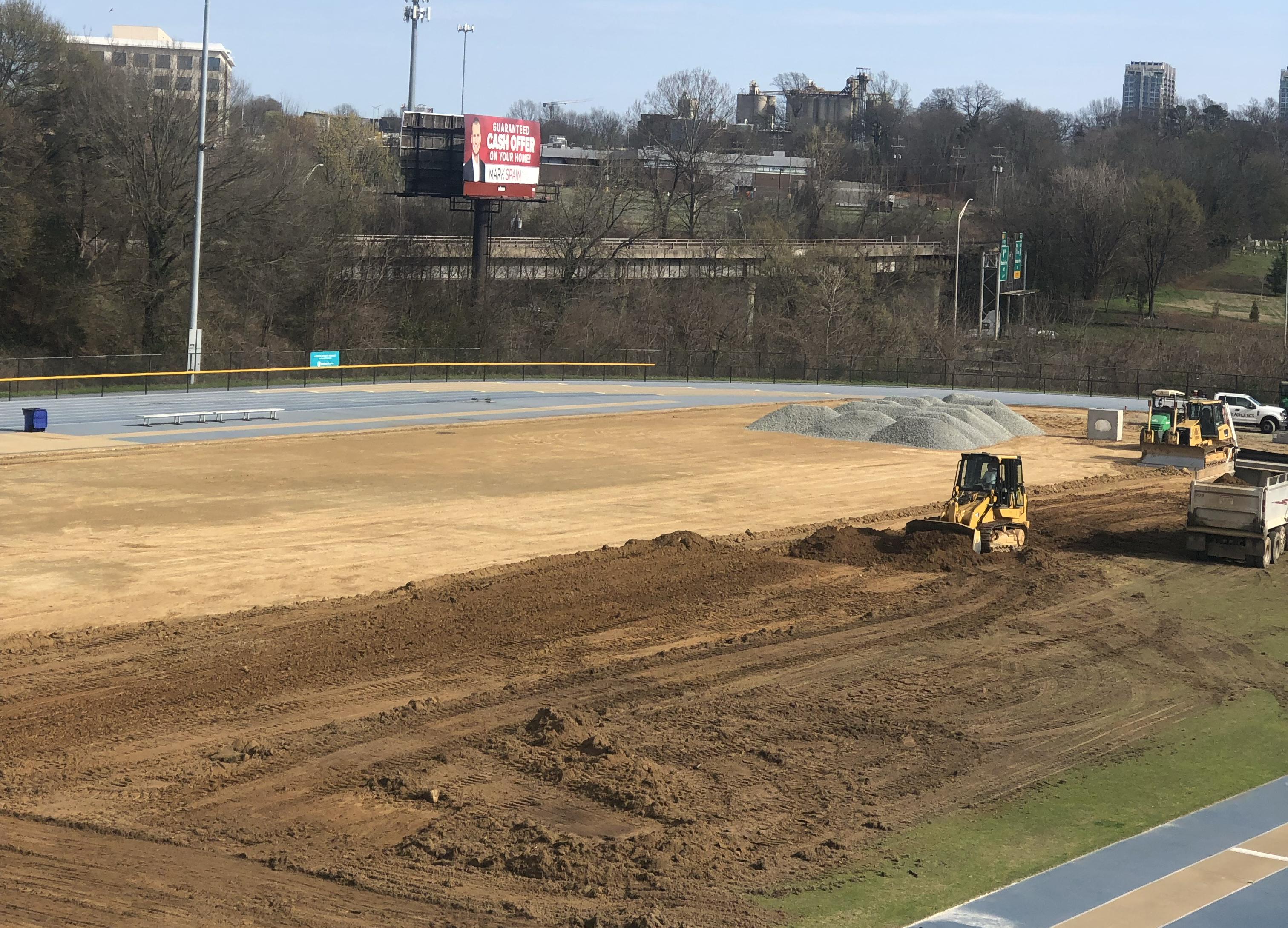 Heavy machinery removes grass at Eddie McGirt Field 