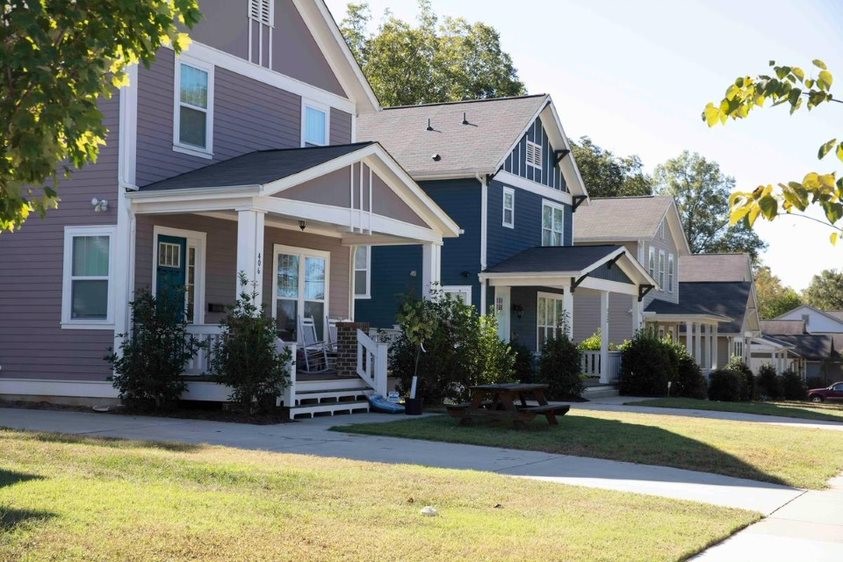 Row of houses in the Grier Heights neighborhood in Charlotte, NC