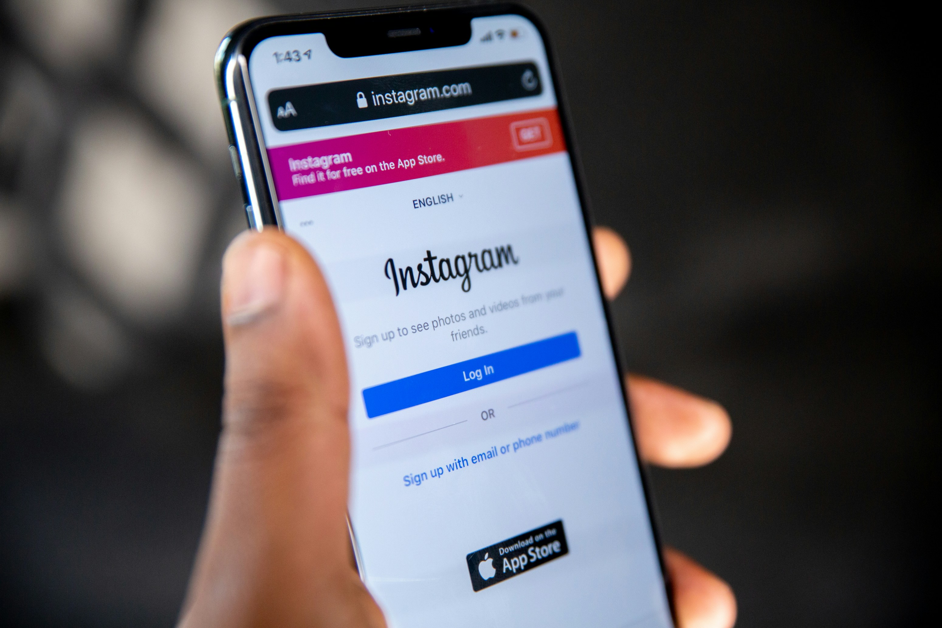 An Instagram app shown on a smartphone