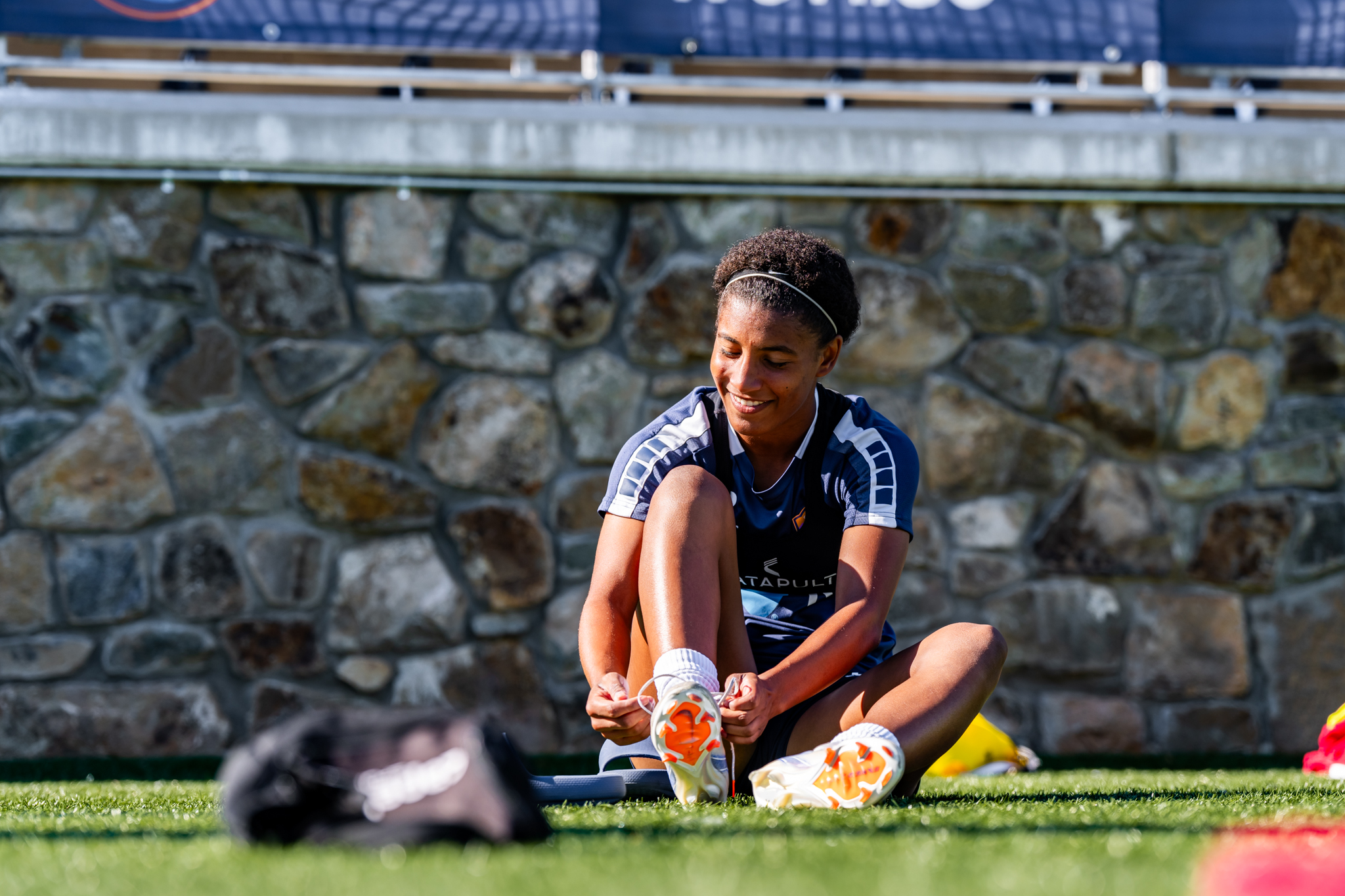 Carolina Ascent player B Hylton prepares for training at American Legion Memorial Stadium